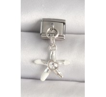 316L Çelik Gümüş Renk Zirkon Taşlı Deniz Yıldız Model Kalp Detay Nomination Charm - TJ-BC1255