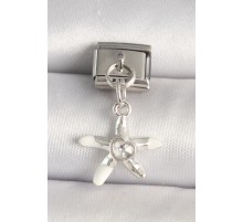 316L Çelik Gümüş Renk Zirkon Taşlı Deniz Yıldız Model Kalp Detay Nomination Charm - TJ-BC1255