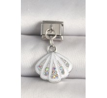 316L Çelik Gümüş Renk Zirkon Taşlı Deniz Kabuğu Model Nomination Charm - TJ-BC1256