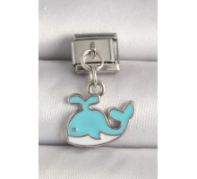 316L Çelik Gümüş Renk Mavi Balina Model Nomination Charm - TJ-BC1258