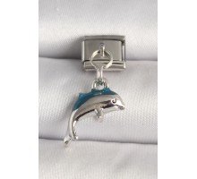 316L Çelik Gümüş Renk Yunus Balığı Model Nomination Charm - TJ-BC1261