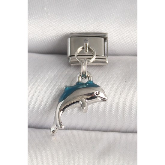 316L Çelik Gümüş Renk Yunus Balığı Model Nomination Charm - TJ-BC1261