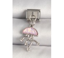 316L Çelik Gümüş Renk Pembe Mineli Deniz Anası Model Zirkon Taş Detaylı Nomination Charm - TJ-BC1263