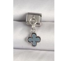 316L Çelik Gümüş Renk Lacivert Mineli Yonca Model Nomination Charm - TJ-BC1270