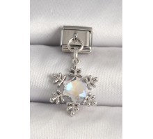316L Çelik Gümüş Renk Zirkon Taşlı Kar Tanesi Model Nomination Charm - TJ-BC1271