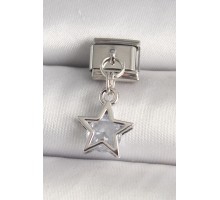 316L Çelik Gümüş Renk Zirkon Taşlı Yıldız Model Nomination Charm - TJ-BC1277