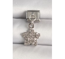 316L Çelik Gümüş Renk Zirkon Taşlı Yıldız Model Nomination Charm - TJ-BC1279