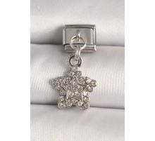 316L Çelik Gümüş Renk Zirkon Taşlı Yıldız Model Nomination Charm - TJ-BC1279