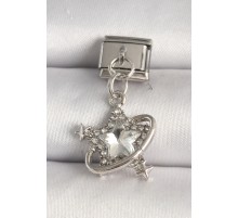 316L Çelik Gümüş Renk Zirkon Taşlı Yıldız Model Nomination Charm - TJ-BC1285