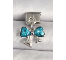 316L Çelik Gümüş Renk Mavi Zirkon Taşlı Fiyonk Model Nomination Charm - TJ-BC1299