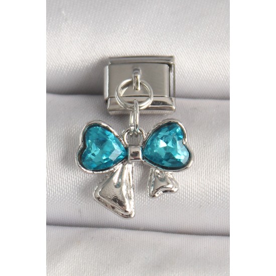 316L Çelik Gümüş Renk Mavi Zirkon Taşlı Fiyonk Model Nomination Charm - TJ-BC1299