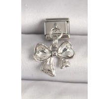 316L Çelik Gümüş Renk Zirkon Taşlı Fiyonk Model Nomination Charm - TJ-BC1300