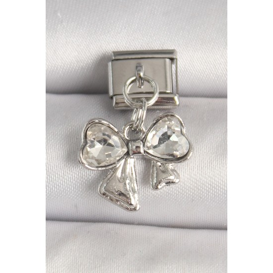 316L Çelik Gümüş Renk Zirkon Taşlı Fiyonk Model Nomination Charm - TJ-BC1300