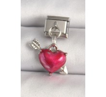 316L Çelik Gümüş Renk Kırmızı Kalp ve Ok Model Nomination Charm - TJ-BC1306
