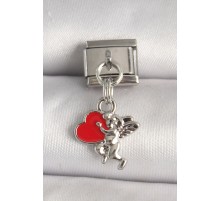 316L Çelik Gümüş Renk Kırmızı Kalp Eros Model Nomination Charm - TJ-BC1313