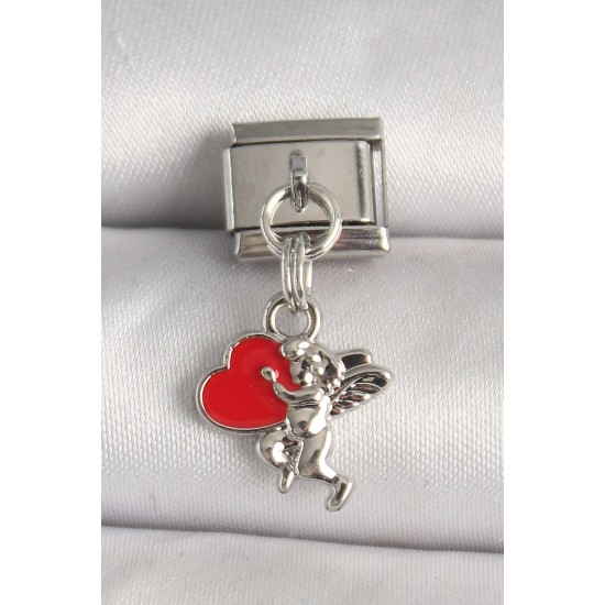 316L Çelik Gümüş Renk Kırmızı Kalp Eros Model Nomination Charm - TJ-BC1313