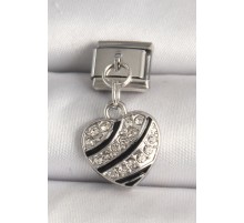 316L Çelik Gümüş Renk Zirkon Taşlı Kalp Model Nomination Charm - TJ-BC1316