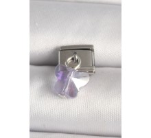 316L Çelik Gümüş Renk Mor Zirkon Taşlı Nomination Charm - TJ-BC1318