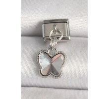 316L Çelik Gümüş Renk Kelebek Model Nomination Charm - TJ-BC1322