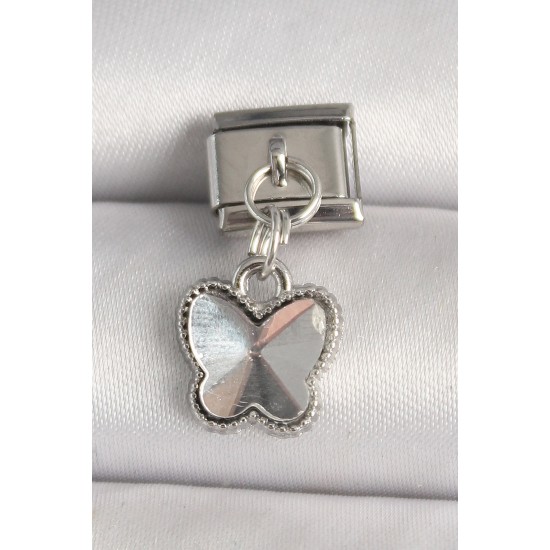 316L Çelik Gümüş Renk Kelebek Model Nomination Charm - TJ-BC1322