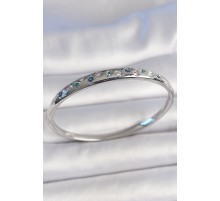 Pirinç Gümüş Renk Zirkon Taşlı Yıldız İşlemeli Kadın Kelepçe - TJ-BB6917