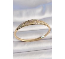 Pirinç Gold Renk Zirkon Taşlı Yıldız İşlemeli Kadın Kelepçe - TJ-BB6918