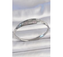 Pirinç Gümüş Renk Zirkon Taşlı Yıldız İşlemeli Kadın Kelepçe - TJ-BB6919