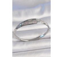 Pirinç Gümüş Renk Zirkon Taşlı Yıldız İşlemeli Kadın Kelepçe - TJ-BB6919