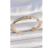 Pirinç Gold Renk İşlemeli Hilal Yıldız İşlemeli Model Zirkon Taş Detaylı Kadın Kelepçe - TJ-BB6924