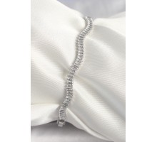 Pirinç Gümüş Renk Su Yolu Zirkon Taşlı Model Kadın Bileklik - TJ-BB6925