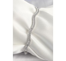 Pirinç Gümüş Renk Su Yolu Zirkon Taşlı Model Kadın Bileklik - TJ-BB6925