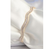 Pirinç Gold Renk Su Yolu Zirkon Taşlı Model Kadın Bileklik - TJ-BB6926