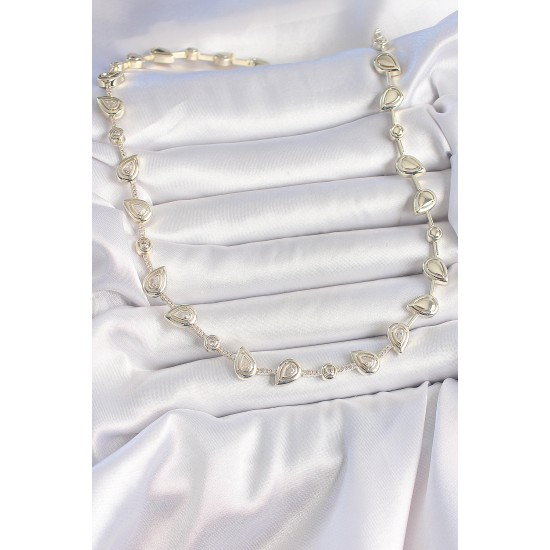 Pirinç Gold Renk Zirkon Taşlı Damla Model VIP Seri Exclusive Kadın Kolye - TJ-BKO10006