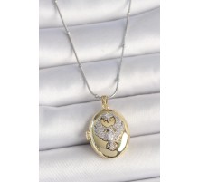 316L Çelik Gümüş Renk Topçuk Detay Zincir Açılır Zirkon Taşlı Anka Kuşu Model Kadın Kolye - TJ-BKO10008