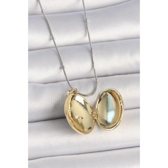 316L Çelik Gümüş Renk Topçuk Detay Zincir Açılır Zirkon Taşlı Anka Kuşu Model Kadın Kolye - TJ-BKO10008