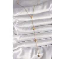 316L Çelik Gold Renk Yıldız Topçuk Detay Kadın Y Kolye - TJ-BKO10009