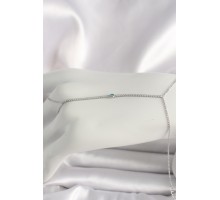 Pirinç Gümüş Renk Su Yolu Zirkon Taşlı Mavi Taş Detaylı Kadın Şahmeran - TJ-SN620