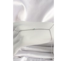 Pirinç Gümüş Renk Su Yolu Zirkon Taşlı Mavi Taş Detaylı Kadın Şahmeran - TJ-SN620