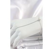 Pirinç Gümüş Renk Su Yolu Zirkon Taşlı İşlemeli Yonca Model Kadın Şahmeran - TJ-SN626