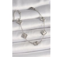 316L Çelik Gümüş Renk İşlemeli Yonca Model Kadın Bileklik - TJ-BB6927