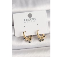 Pirinç Gold Renk Sallantı Nazar Boncuklu Kadın Küpe - TJ-BKP10458