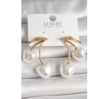 Pirinç Gold Renk Beyaz İnci Kiraz Model Kadın Küpe - TJ-BKP10461