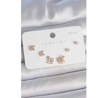 Pirinç Gold Renk Zirkon Taşlı Kuğu Model 925 Ayar Gümüş Çivi Kadın Küpe Seti - TJ-BKP10480