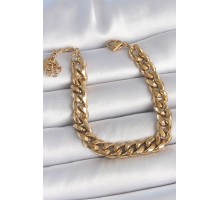 316L Çelik Gold Renk Kalın Zincir Model Kadın Bileklik - TJ-BB6938