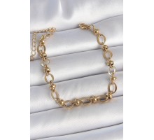 316L Çelik Gold Renk Topçuk Halka Zincir Model Kadın Bileklik - TJ-BB6939
