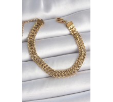 316L Çelik Gold Renk Hasır Zincir Model Kadın Bileklik - TJ-BB6940