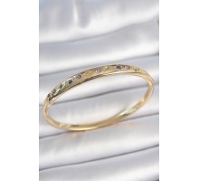 Pirinç Gold Renk Renkli Zirkon Taşlı Hilal Yıldız İşlemeli Kadın Kelepçe - TJ-BB6943