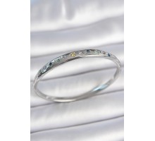 Pirinç Gümüş Renk Renkli Zirkon Taşlı Hilal Yıldız İşlemeli Kadın Kelepçe - TJ-BB6944