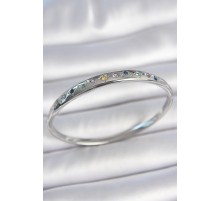 Pirinç Gümüş Renk Renkli Zirkon Taşlı Hilal Yıldız İşlemeli Kadın Kelepçe - TJ-BB6944