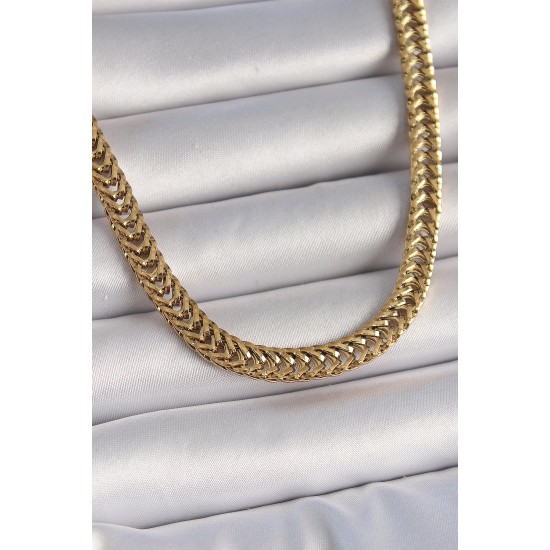 316L Çelik Gold Renk Balık Sırtı Model Kadın Kolye - TJ-BKO10025